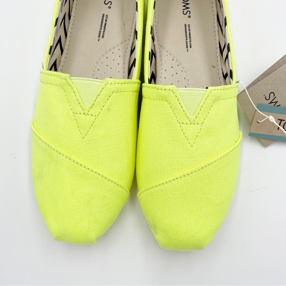 NEW Toms Women's Alpargata Heritage Canvas Cotton Slip On Shoes Neon Yellow 8 - Picture 4 of 8